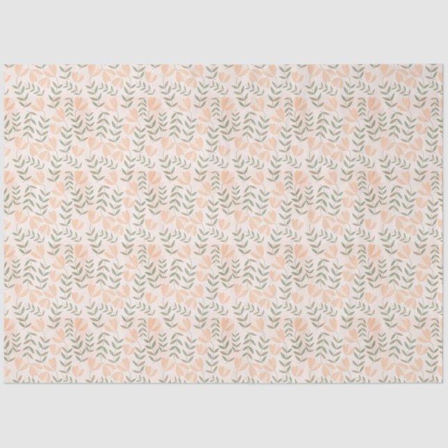 Peach Cute Floral Pastels Tissue Paper (Front)