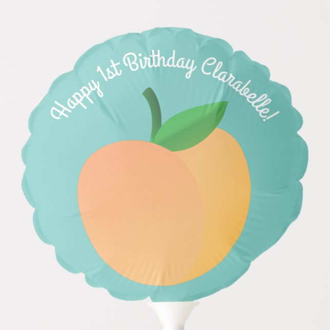 Peach Cute Kid's Birthday Party Balloon (Front)
