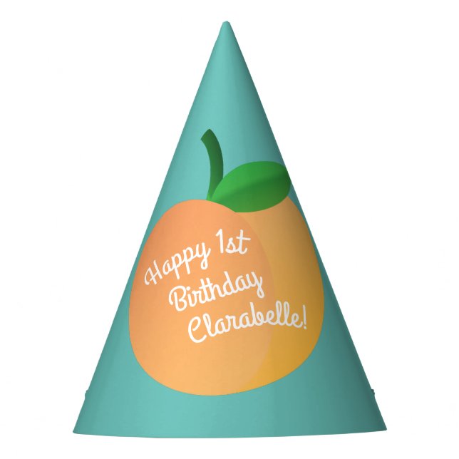 Peach Cute Kid's Birthday Party Party Hat (Front)