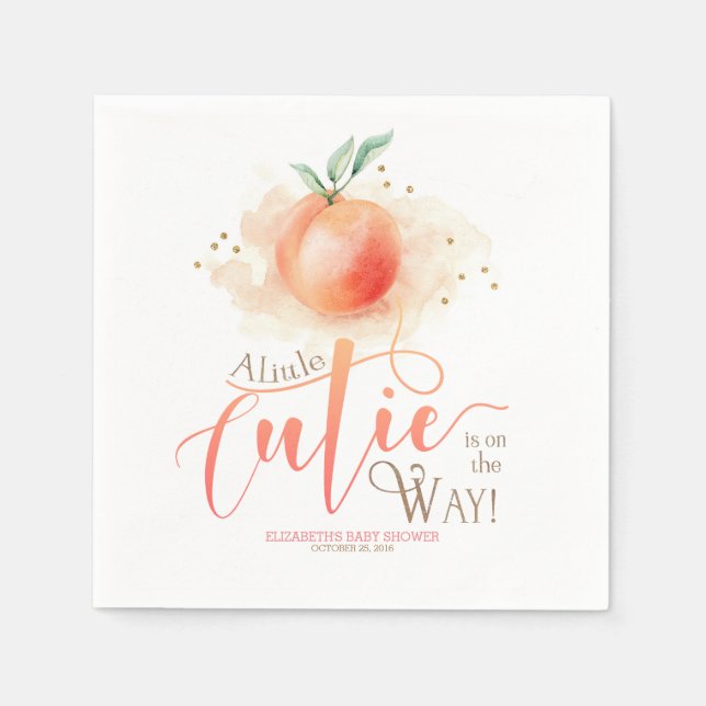 Peach Cutie Baby Shower Napkins (Front)