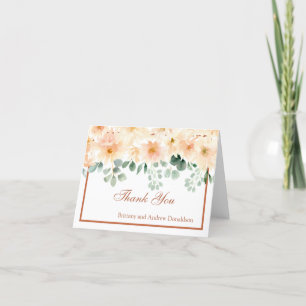 Peach Dahlia Watercolor Floral Fall Personalized Thank You Card