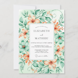 Peach Dainty Spring Wedding Invitation