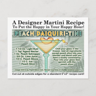 PEACH DAIQUIRI MARTINI RECIPE POSTCARD