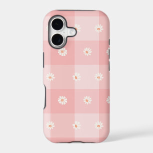 Peach Daisy Checkerboard iPhone 17 Case