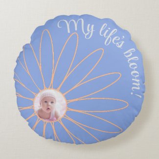Peach Daisy Flower on Rock Blue, Baby Photo