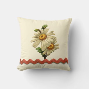 Peach Daisy Throw Pillow