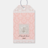 Peach Damask Bridal Shower Guest Favor Thank You Gift Tags (Back)