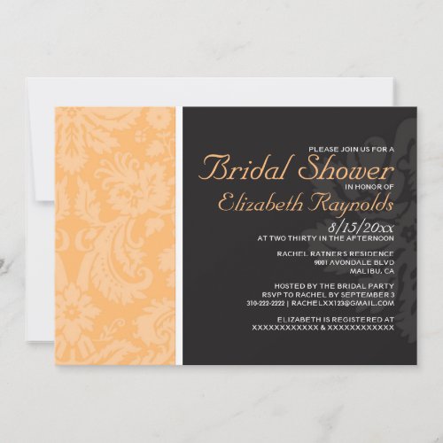 Peach Damask Bridal Shower Invitations