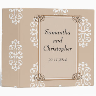 Peach Damask Wedding Album Binder
