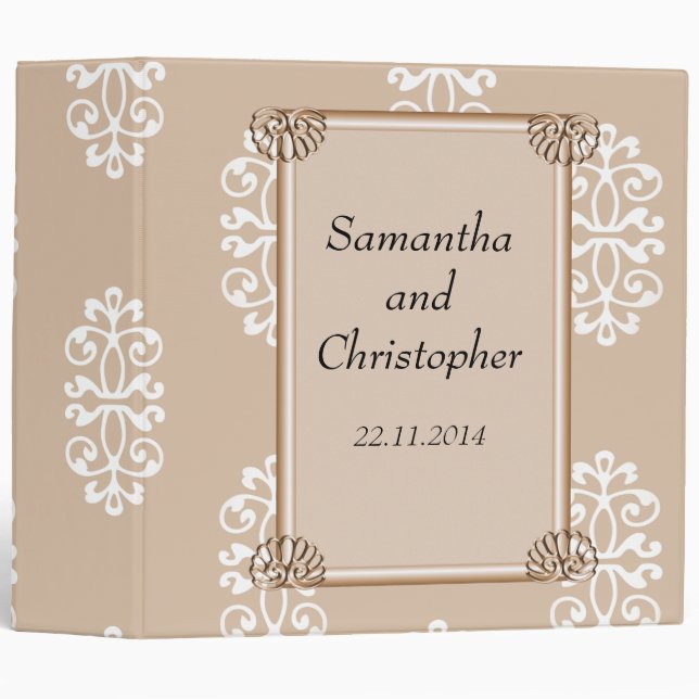 Peach Damask Wedding Album Binder (Front/Spine)