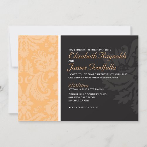 Peach Damask Wedding Invitations