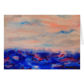 Peach Dark Blue Impressionist Horizon Watercolor Cards