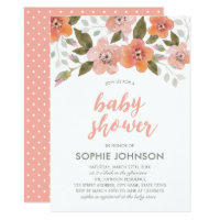 Peach Delicate Floral Baby Shower Invitation
