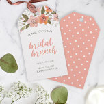Peach Delicate Floral Bridal Brunch Gift Tags<br><div class="desc">Adorn your favor gifts with a personal touch; this Bridal Brunch favor gift tag features delicate watercolor floral and the word "Bridal Brunch" in trendy peach brush script that is perfect for a spring or summer shower. Personalize it by replacing the placeholder text. For more options such as to change...</div>