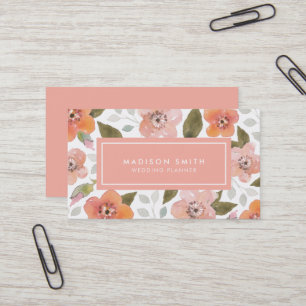 Peach Delicate Floral Business Card