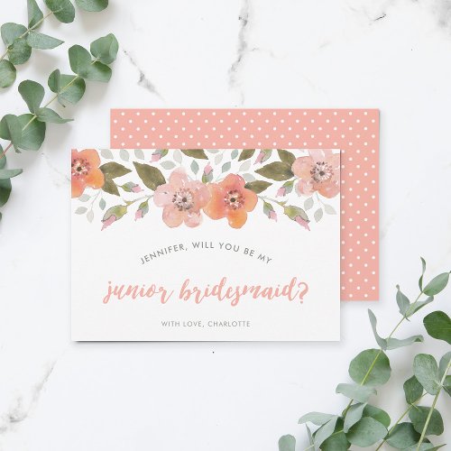 Peach Delicate Floral Junior Bridesmaid Invitation