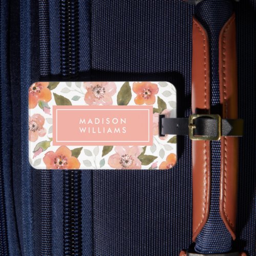 Peach Delicate Floral Luggage Tag