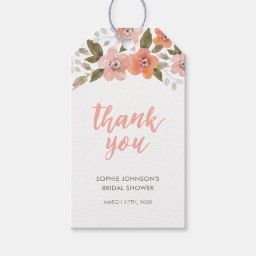 Peach Delicate Floral Thank You for Any Event Gift Tags