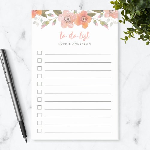 Peach Delicate Floral To Do List Post_it Notes