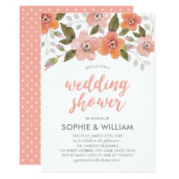 Peach Delicate Floral Wedding Shower Invitation