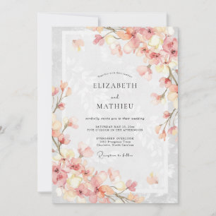 Peach Delicate Orchard Spring Wedding Invitation