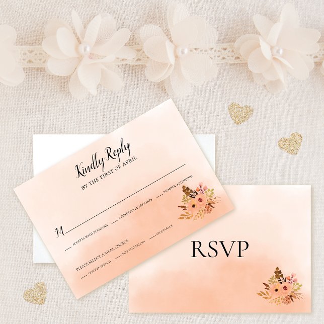 Peach Delight Ombre Wedding RSVP Card (Creator Uploaded)