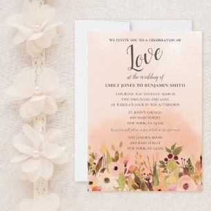 Peach Delight Watercolor Garden Wedding Invitation