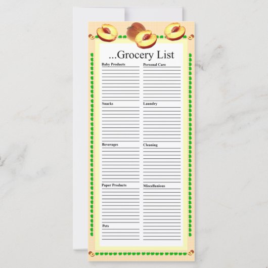 Peach Design Grocery List (Back)