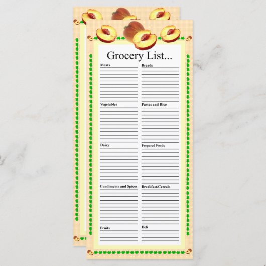 Peach Design Grocery List (Front/Back)