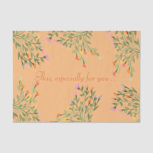 Peach Designer Floral Heart Tissue Paper
