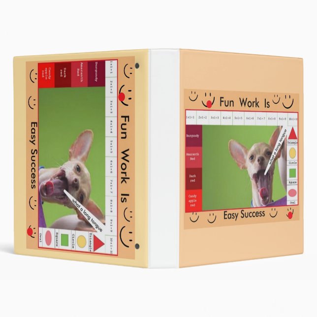 Peach dog educational stuff to make kids smarter 3 ring binder (Background)
