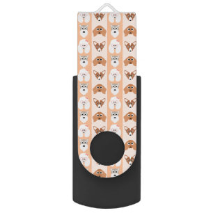 Peach Dog Stripes Flash Drive