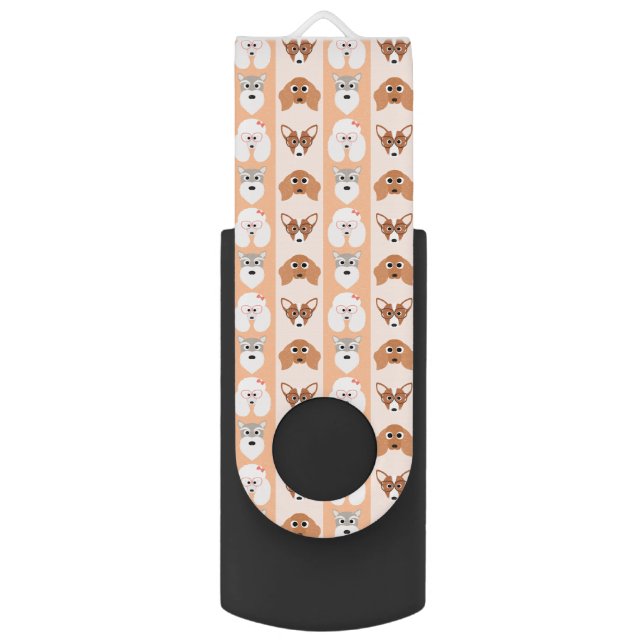 Peach Dog Stripes Flash Drive (Back (Vertical))