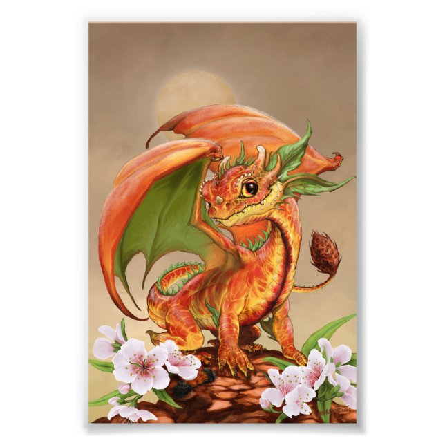 Peach Dragon 4x6 Print (Front)