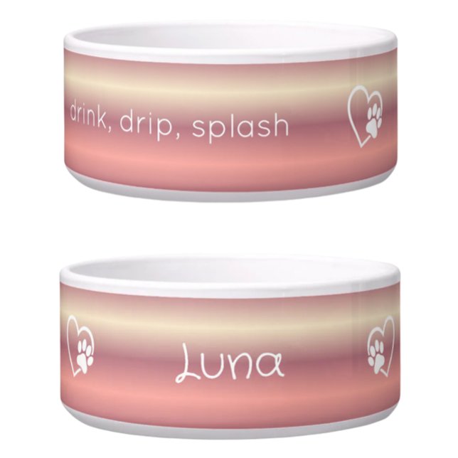 Peach 'drink drip splash' Dog Name Bowl (Creator Uploaded)