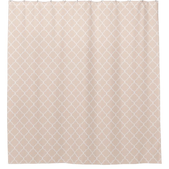 Peach Dust Moroccan Quatrefoil Pattern Shower Curtain (Front)