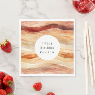 Peach Dusty Cream Waves Birthday Napkins