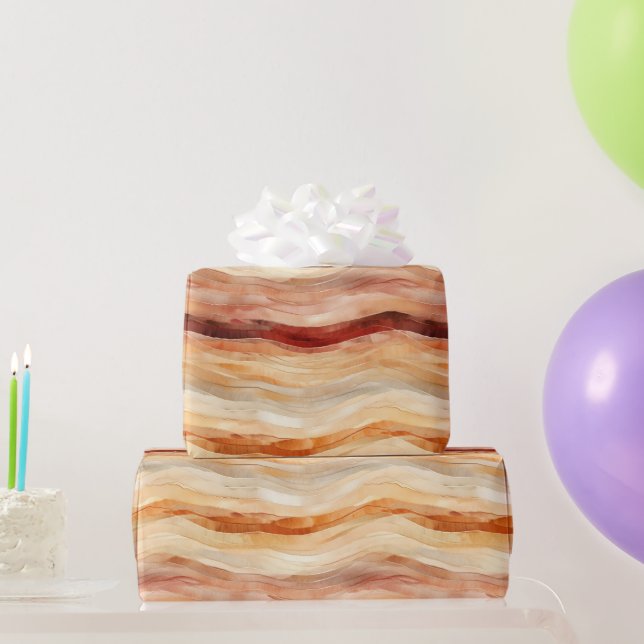 Peach Dusty Cream Waves Birthday Wrapping Paper (Party Gifts)