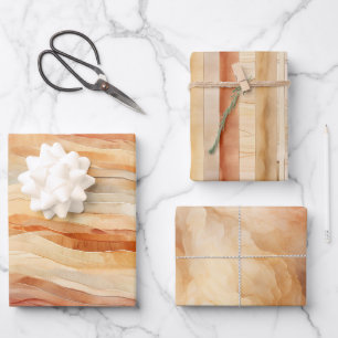 Peach Dusty Cream Waves Birthday Wrapping Paper Sheets