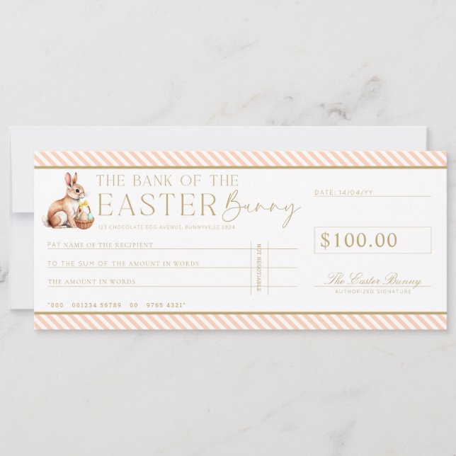 Peach Easter Cheque Gift Voucher Card (Front)