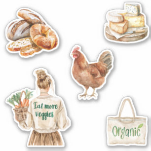 Peach Eat More Veggies Farmer's Market Sticker