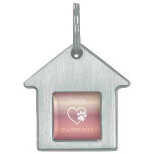 Peach Eat Play Love Custom Dog Name ID Tag