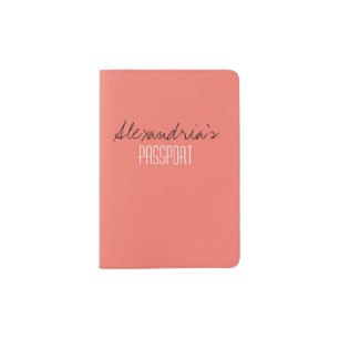 Peach Echo Soft Orange Coral Solid Color Custom Passport Holder