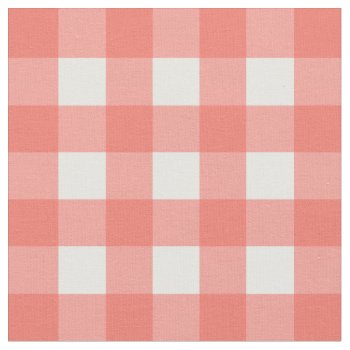 Peach Echo & White Gingham Check Fabric by StripyStripes at Zazzle