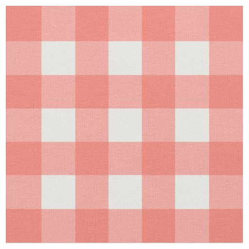 Peach Echo & White Gingham Check Fabric