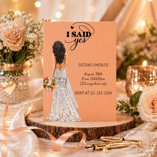 Peach elegant bridal shower invitation