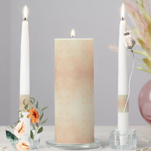 Peach elegant floral butterfly pattern unity candle set