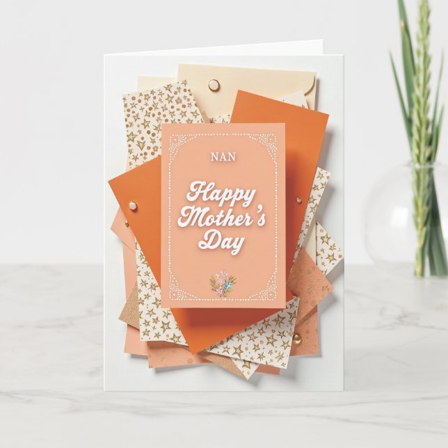 Peach Elegant Mothers Day Card (Front)