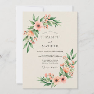 Peach Elegant Spring Wedding Invitation