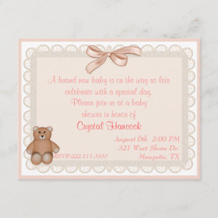 Peach Eyelet Sweet Baby Shower Invitation